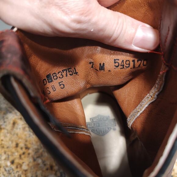 Harley Davidson Brown Studded Leather Biker Boots Size 7M ID D83754 - Picture 10 of 12